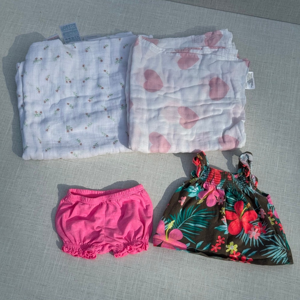 Baby Girl Outfit Carter's Shorts Top Aden Anais‎ Swaddle Set Newborn Essentials